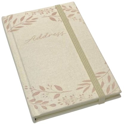 Pink Leaves A6 Fabric Address Book