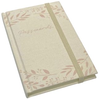 Pink Leaves A6 Fabric Password Books